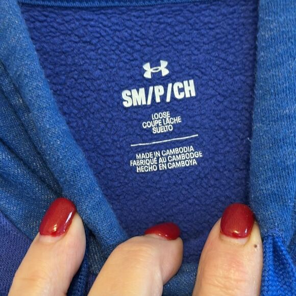 Under Armour Men's Small Blue Rival Fleece Wordmark Colorblock Hoodie - Picture 5 of 9